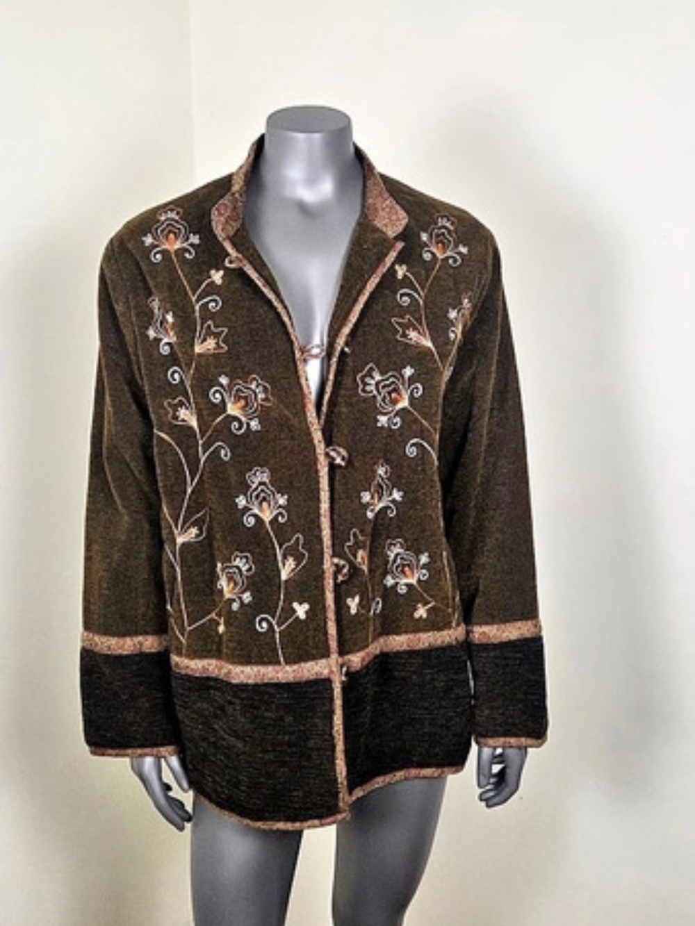 Vintage White Stag Fairycore Whimsigoth Embroidered Jacket XL